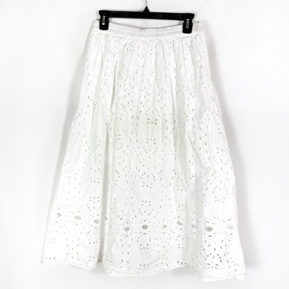 ba&sh Bell Midi Skirt White Floral Eyelet Cotton Boho Women Size M - Picture 13 of 14